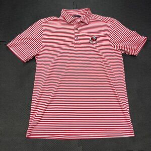 Cutter & Buck Red & White Striped Polo Shirt W/ Georgia Bulldogs Logo S/P